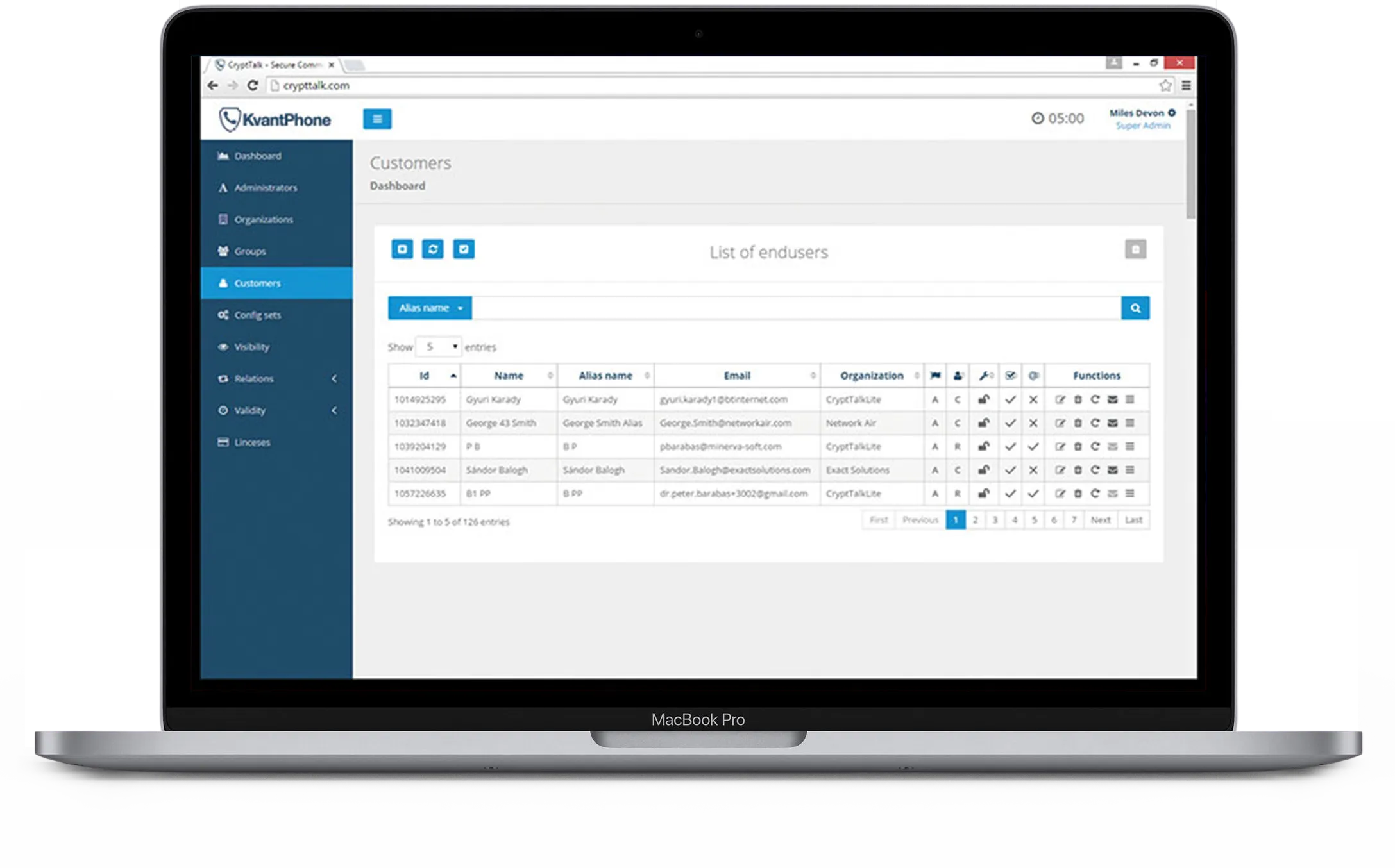 KvantPhone: Professional admin interface and user management