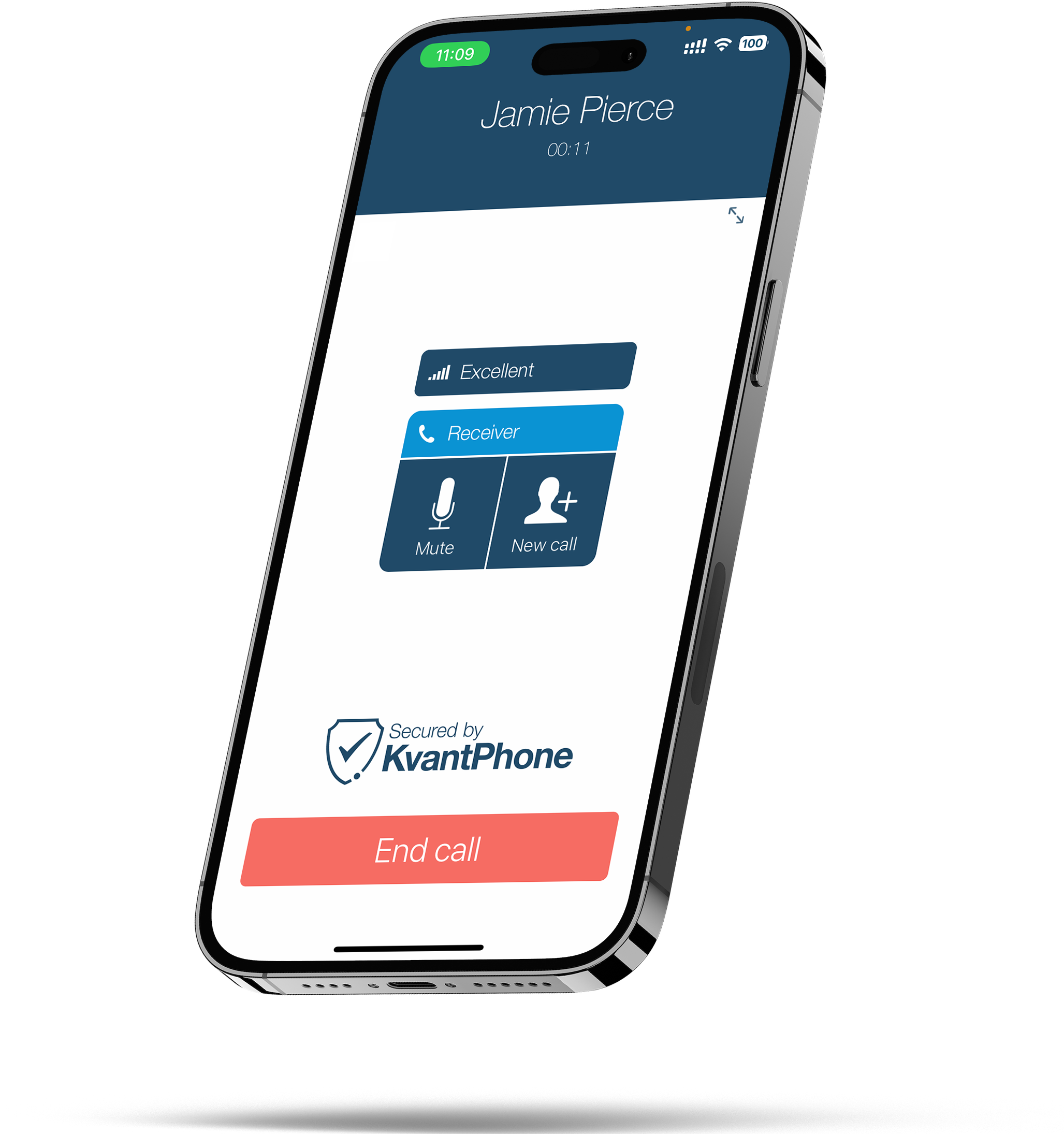 iPhone displaying the KvantPhone application