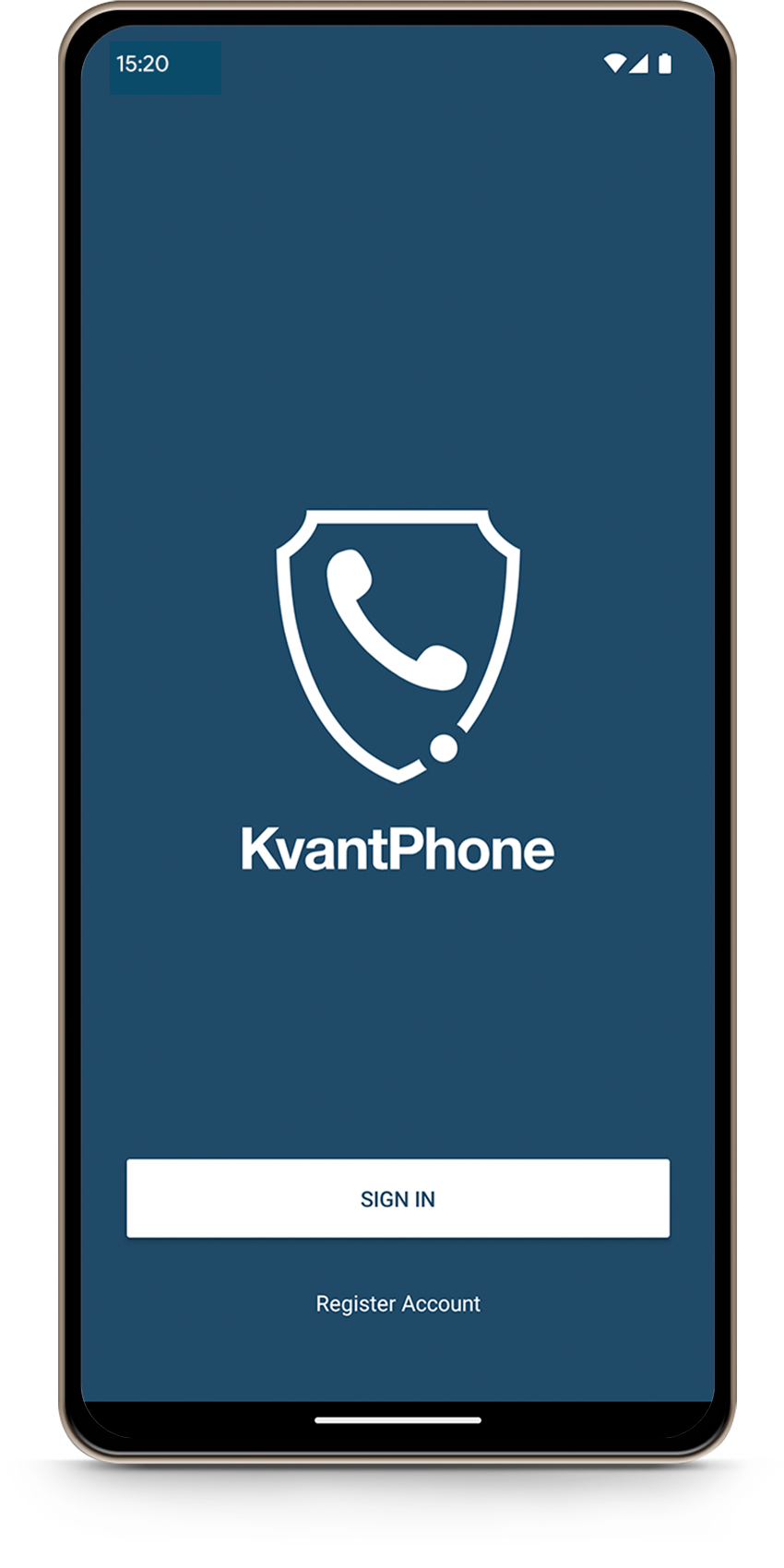 KvantPhone sign-in screen on an Android phone