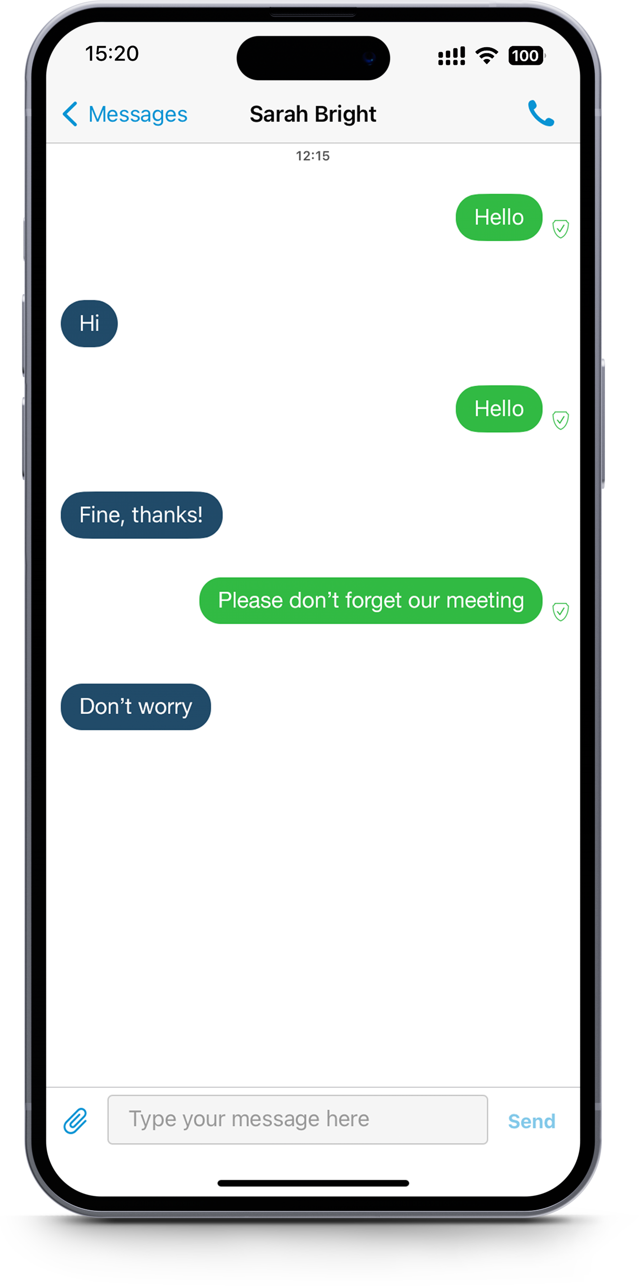 KvantPhone secure text conversation on a smartphone